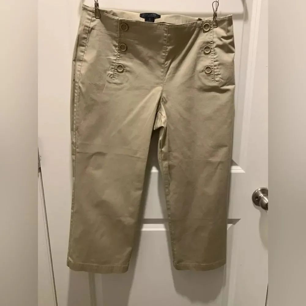 EUC The Limited Stretch Tan Six Button Women's Pants Size 12 Preowned